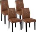 VECELO Upholstered Dining Chairs Set of 4, Modern PU Leather and Solid Wood Legs & High Back for Kitchen/Living Room- Brown