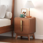 Night Stand Set 2, Mid Century Modern Bedside Table with Drawers, Curved Profile Design End Table with Metal Handle, Nightstand Set of 2 with Storage, Bed Side Tables for Bedroom, Cherry