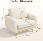 Vesgantti 38.5" Accent Chair Beige, Comfy Corduroy Single Sofa Seat with Spring Cushion, Upholstered Armchair with Deep Seat, Reading Chair for Adults, Modern Sofa for Living Room, Bedroom
