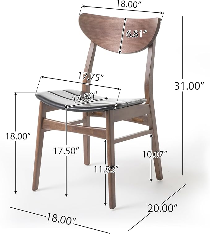 Christopher Knight Home Alva Mid-Century Modern 7 Piece Dining Set with A-Frame Table, Dark Brown and Walnut