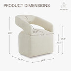 Upholstered Dining Chairs with Casters, Modern Barrel Side Armchair with Rollers for Dining Room, Bedroom, Kitchen, Reading Room, Cream Beige, Set of 1