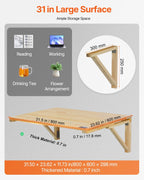 VEVOR Wall-Mounted Folding Table, 31.5 x 23.62 inch, Wooden Drop Leaf Floating Desk with Iron Bracket for Small Spaces, Home Office, Dining, Laundry Room, Kitchen, Bar