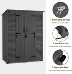 Macrout Large Outdoor Storage Cabinet with 6 Shelves (4.8 x 2.2 x 6.5 ft), Outside Storage Shed with Lock, Wooden Garden Shed for Yard Patio Lawn, 1738 (Gray)
