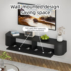 SHGJ&SOFT Floating TV Stand Wall Mounted Media Console with Door Entertainment Centerwith Storage Cabinets, Wall Mounted TV Shelf for Bedroom,Living Room (Black, 47.2IN)