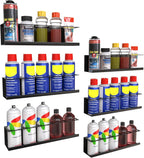 6 Pack Spray Bottle Holder Wall-Mounted, Aerosol Spray Can Holder Storage Rack, Heavy-Duty Paint Bottle Organizer with 30 Holes, Steel Black Spray Rack for Garage, Shop, Home or Tool Trailer