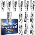 Magnetic Chip Bag Clips for Fridge, 12 Pack Heavy Duty Fridge Magnet with Strong Neodymium, Food Storage & Office Photo Calendar Holders