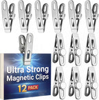 Magnetic Chip Bag Clips for Fridge, 12 Pack Heavy Duty Fridge Magnet with Strong Neodymium, Food Storage & Office Photo Calendar Holders