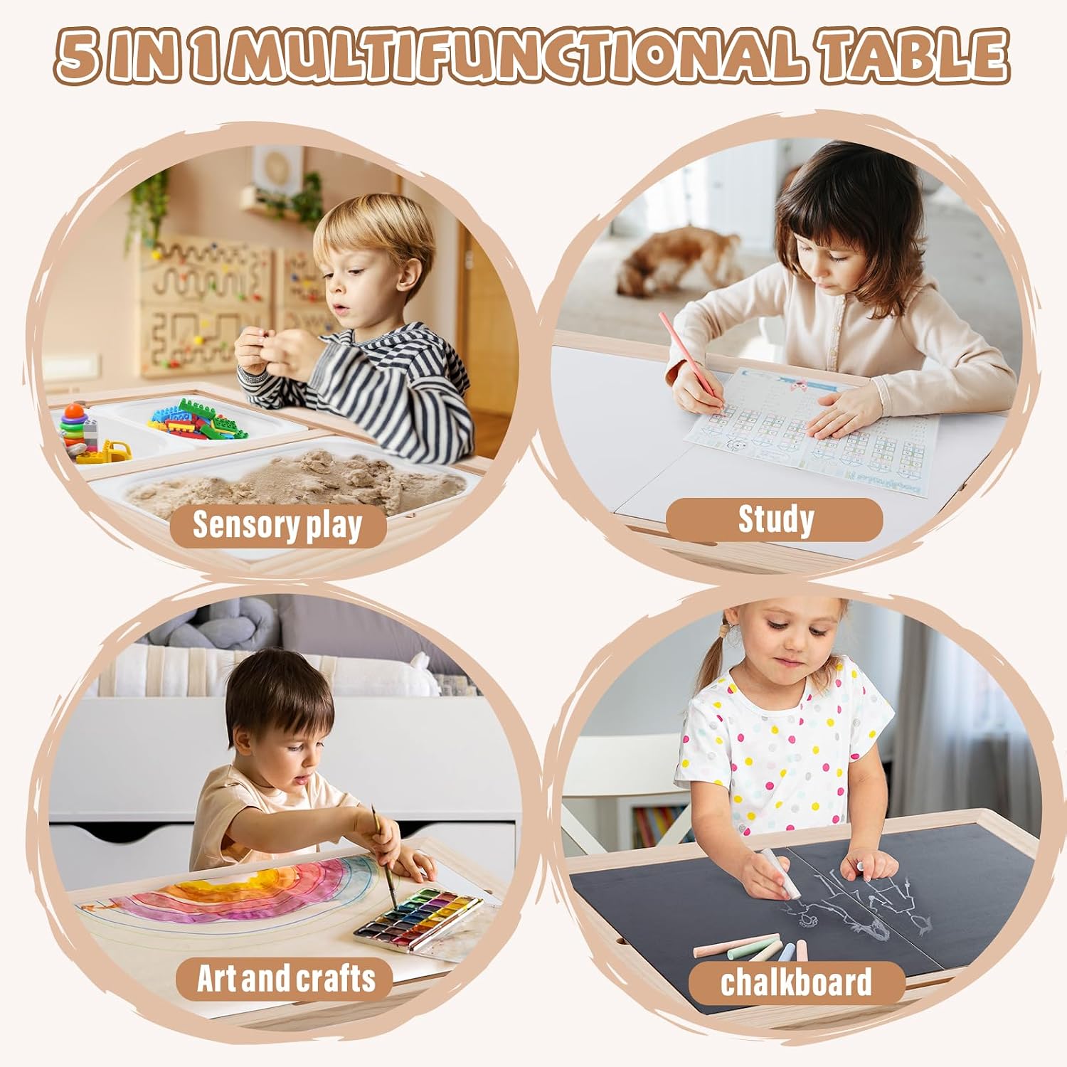 Sensory Tables for Toddlers,Kids Table with 3 Storage Bins, Activity Table with 7 Sand Toys, Indoor/Outdoor Play Sand Table, Gifts for Boys and Girls