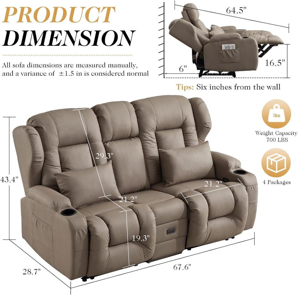Loveseat Recliner Sofa,RV Wall Hugger Recliners for Small Spaces,Reclining Lo...