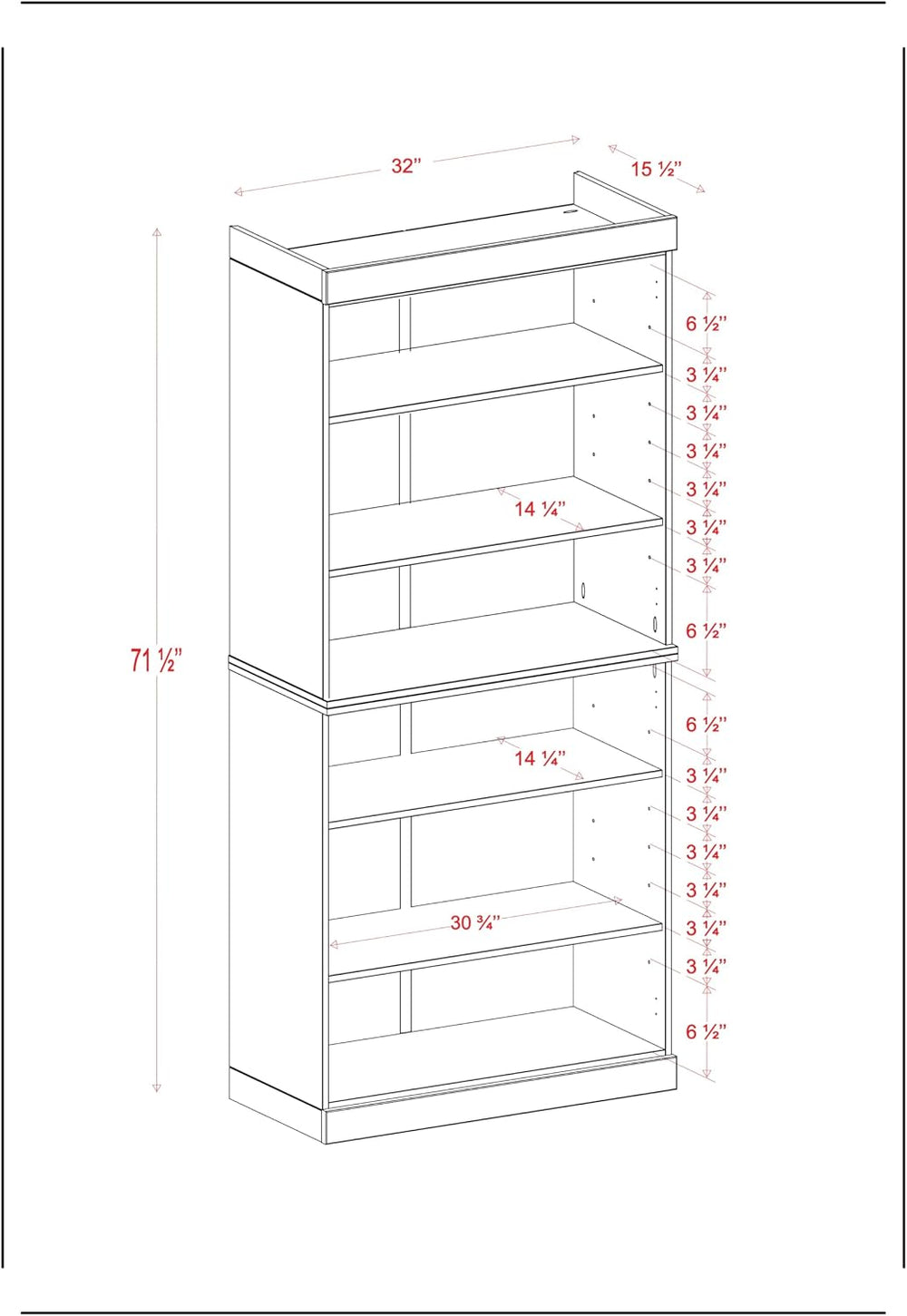 Palace Imports Solid Wood Bookcase - Stackable Modular 6-Tier Bookshelf - 71....