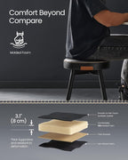 VASAGLE EKHO Collection - Dining Chairs Stools Set of 4, Upholstered Kitchen Chairs, Vanity Stools, Synthetic Leather with Stitching, Mid-Century Modern, 19-Inch Tall, Easy Assembly, Ink Black