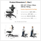 Newtral Standing Mate Chair, 6-in-1 Ergonomic Office Chair with 167° Lockable Flip Backrest, Multi-Position Stool for Standing Desk, Active Posture Support for Sit-Stand-Lean,Wide Seat