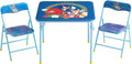 Sega Sonic The Hedgehog Kids Table and Chair Set, 3-Piece Square Table with 2 Folding Chairs for Playroom & Activities