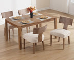 chairus Dining Chairs Set of 4, Upholstered Farmhouse Kitchen Chairs with Natural T-Shape Wood Back Armless Dining Room Chairs with Soft Wide Seat, Linen Beige