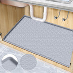 Under Sink Mat, 34" x 19" Waterproof Silicone Under Sink Tray for Kitchen & Laundry Cabinets, Kitchen Cabinet Shelf Protector, Up to 3.3 Gallons Liquid, Fits 36 inch Standard Cabinet Light Grey