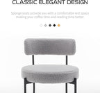 Boucle Dining Chairs Set of 2, Mid Century Modern Dining Room Chairs with Metal Legs, Upholstered Kitchen Chairs for Dining Room, Kitchen (Light Grey)