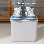 Plastic Storage Baskets With Lid Organizing Container Lidded Knit Storage Organizer Bins for Shelves Drawers Desktop Closet Playroom Classroom Office (4L, Light grey)