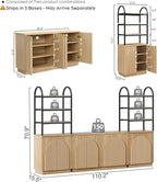 Yechen 110" Modular Entertainment Center with Bookshelves for up to 55", Mid Century Modern TV Stand with Storage, TV Cabinet with Adjustable Shelves, Living Room, Natural Oak (3 PCS)
