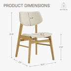 Wooden Dining Chairs Set of 2, Upholstered Modern Dining Room Chairs, Solid Oak Wood Kitchen Chairs with Soft Cushion Backrest for Farmhouse, Restaurant, Café (Cream Fabric & Original Color)