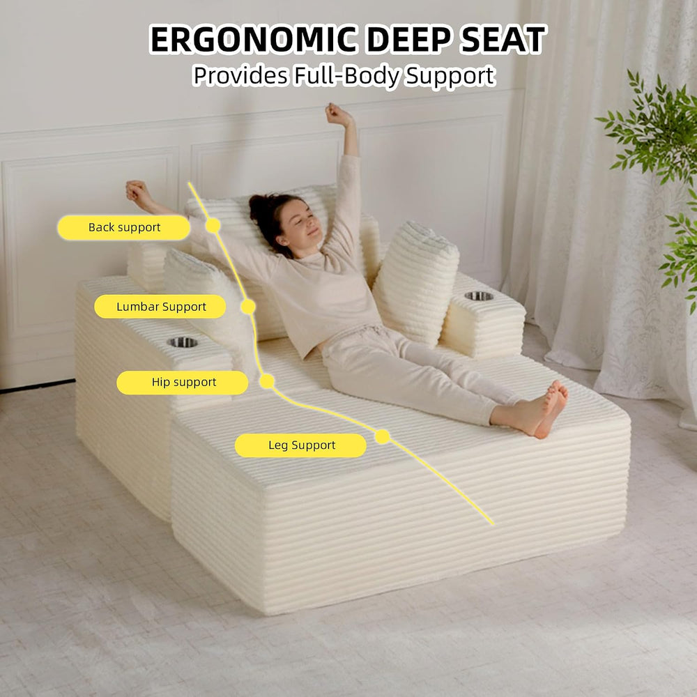 54"W Oversized Chaise Lounge Chair Indoor, Chaise Lounge Couch, Converti...