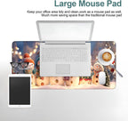 Six Snowmen Gaming Mouse Pad 31.5"x11.8"Desk Mat Anti-Slip Rubber Base & Durable Stitched Edges for Gamers Smooth Mouse Writing Surface for Desk Office/Home