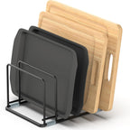 Cutting Board Organizer, Kitchen Cabinet Organizer, Divided Rack with 5 Slots for Baking Trays, Cutting Boards - Cookie sheet Organizer Inside Cabinet, Baking Sheets Holder (medium)