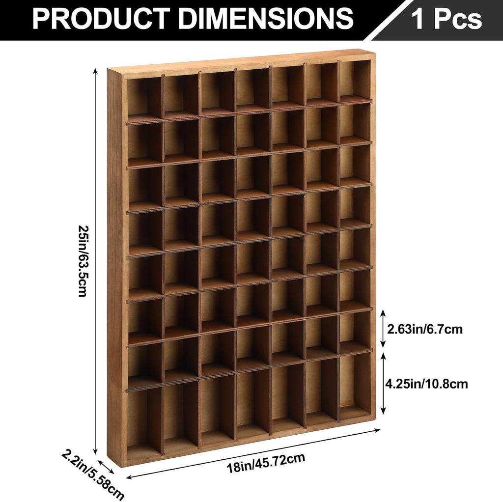 Barydat Shot Glass Display Case Wood Shot Glass shelf holder 56 Compartments Wall-mounted Rustic Bar Cabinet(Brown,1 Pcs)