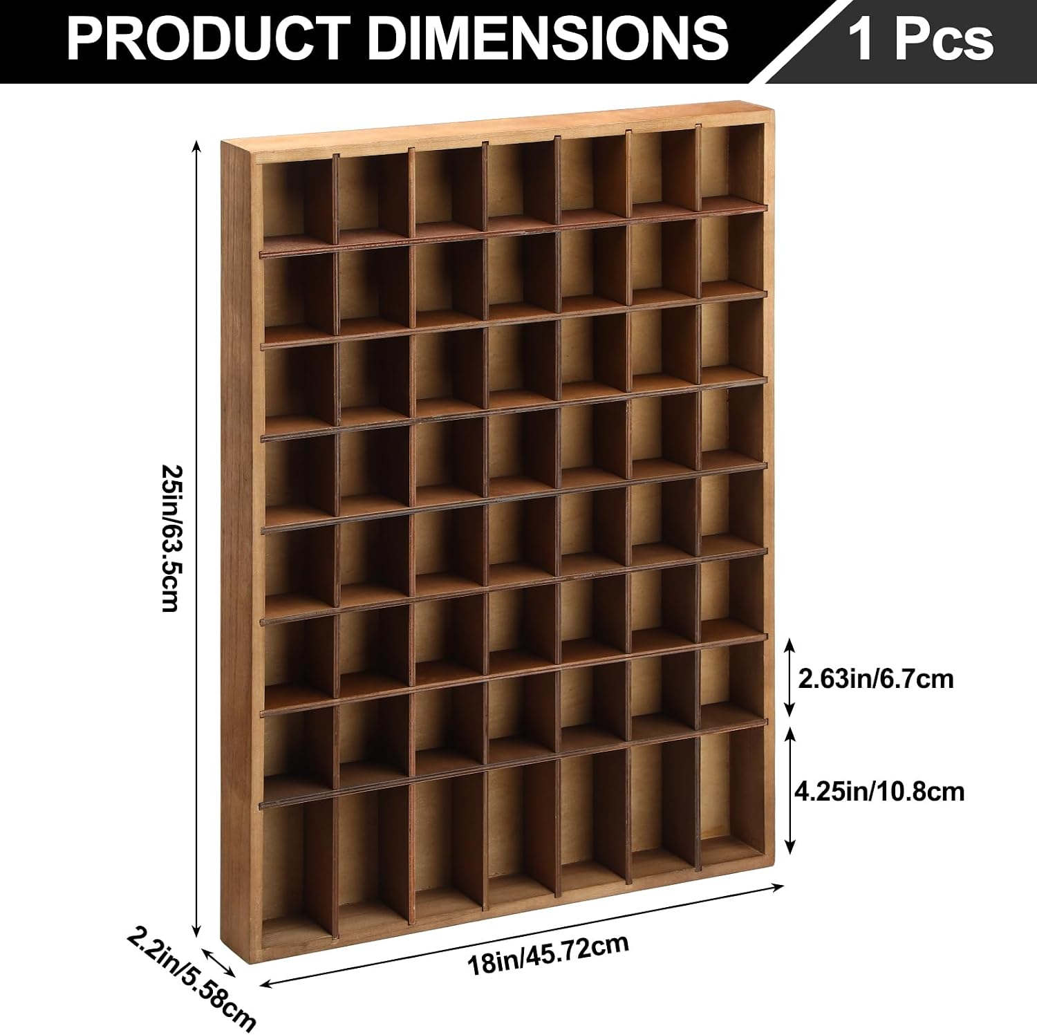 Barydat Shot Glass Display Case Wood Shot Glass shelf holder 56 Compartments Wall-mounted Rustic Bar Cabinet(Brown,1 Pcs)