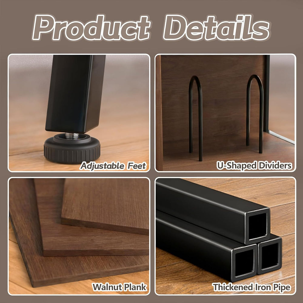 Faesun Record Player Stand with Flip-Down Record Shelf, Walnut | Vinyl Record...