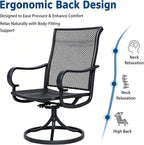 Outdoor 360° Swivel Rocking Chairs Set of 2, All Iron Mesh Patio Rocker Chairs, Electroplated Anti-Rust Heavy Duty Metal Swivel Dining Chairs with Curved Armrest for Porch, Deck, Backyard, Garden