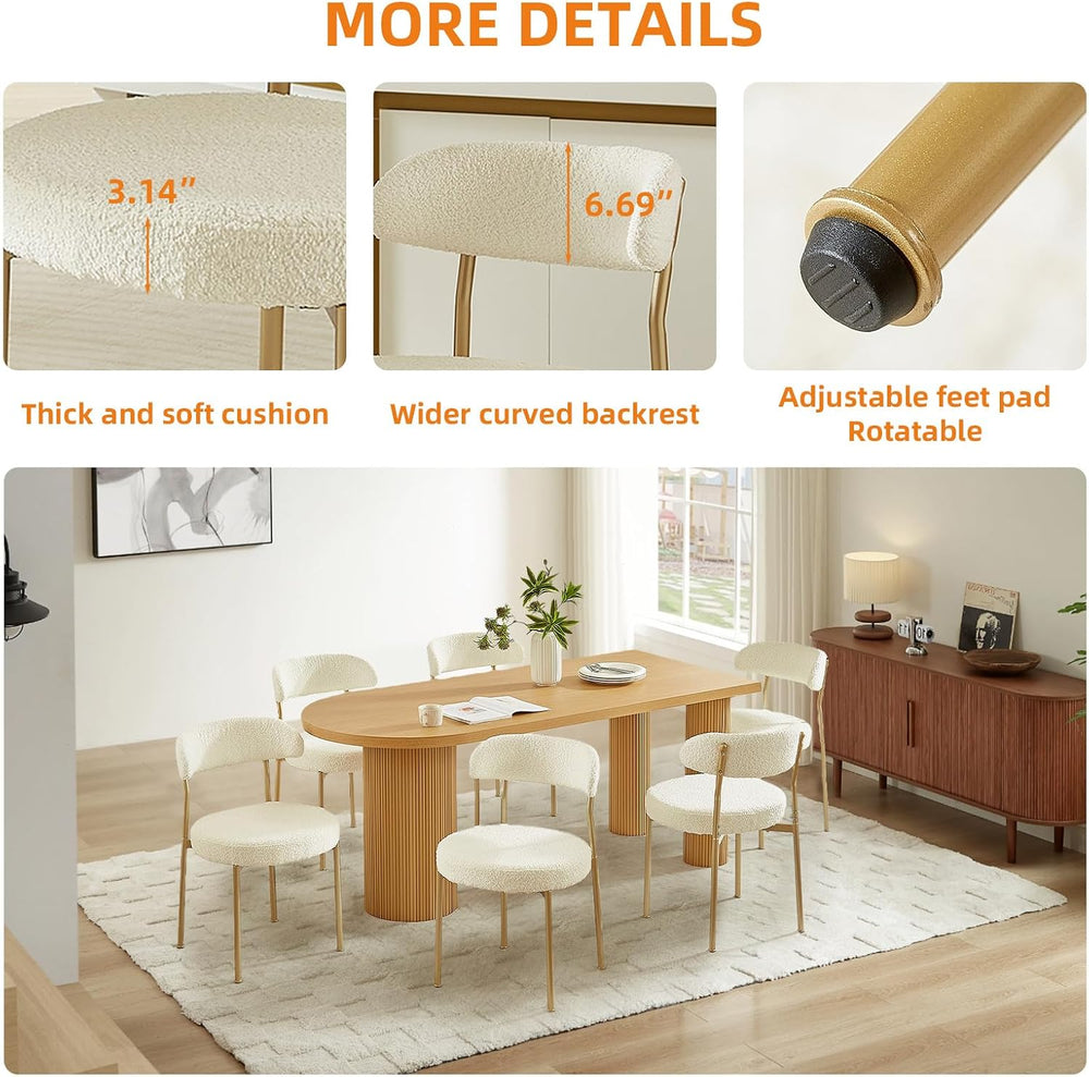 SoarFlash Dining Chairs, Beige Boucle Dining Chairs Set of 6, Kitchen Dining ...