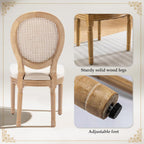 SoarFlash French Dining Chairs Set of 2, Vantage Dining Chair with Round Back, Wood Leg Farmhouse Country Rattan Dining Chair for Kitchen,Bedroom,Beige