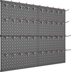 TORACK Metal Pegboard Panels and Hooks for Garage, Workbench, Shop, Shed Tool Organizer Peg Board with 1/8" & 1/4" Holes, Modular Wall-Mounted Pegboard with Pegboard Hooks(Black)