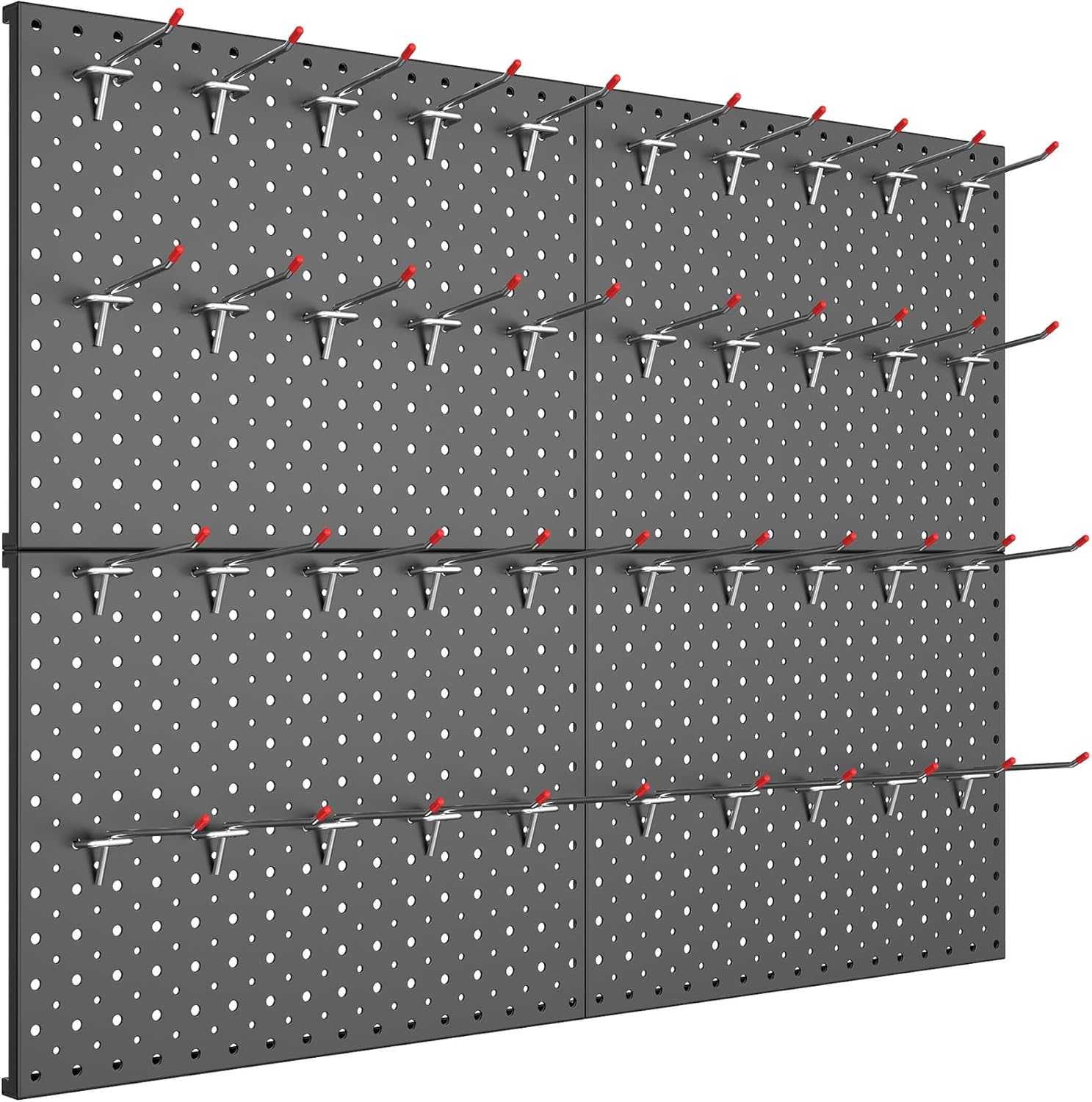 TORACK Metal Pegboard Panels and Hooks for Garage, Workbench, Shop, Shed Tool Organizer Peg Board with 1/8" & 1/4" Holes, Modular Wall-Mounted Pegboard with Pegboard Hooks(Black)