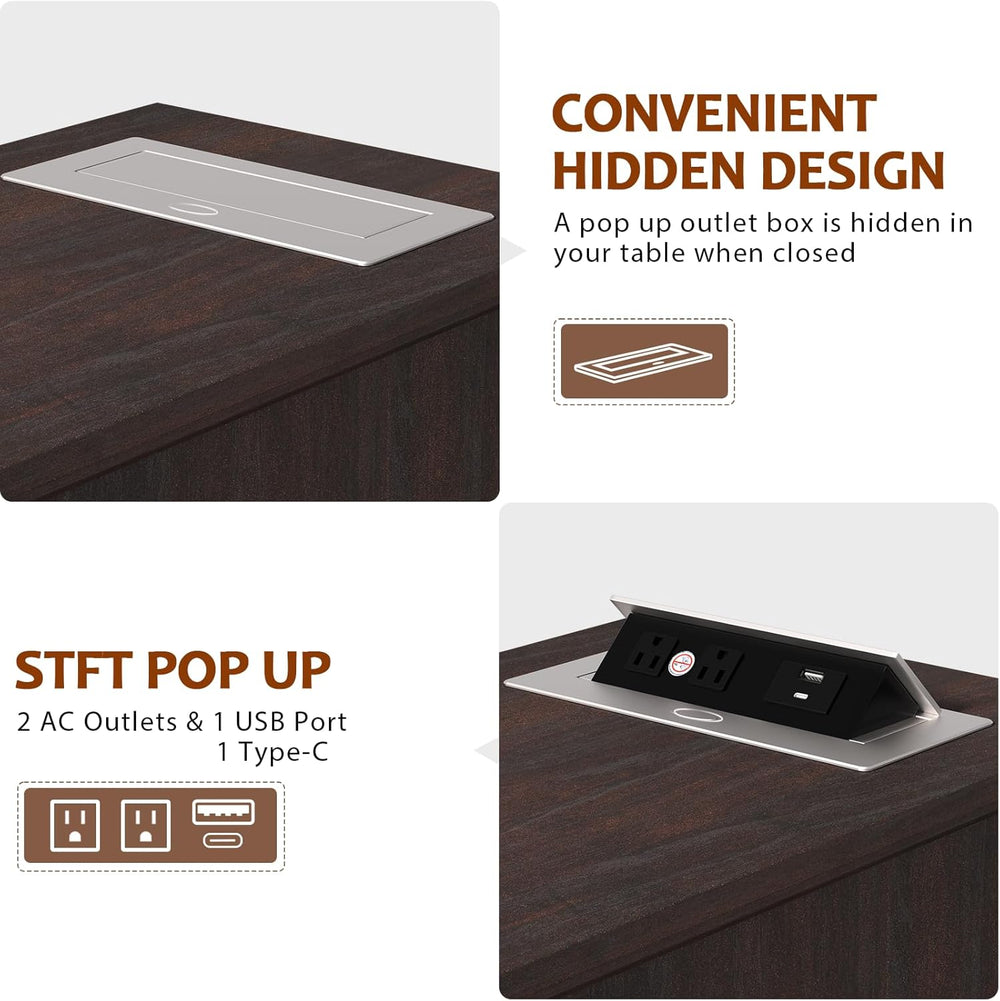 HIFYOBRO 3 Drawers End Table with Flip Top Charging Station, Narrow Side Tabl...