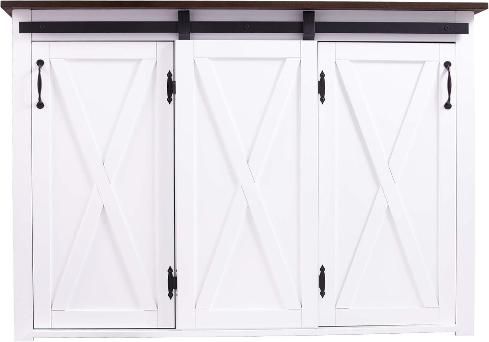 SEI Furniture - Leshire Barn-Door Kitchen Island - Transitional Design, Brown...
