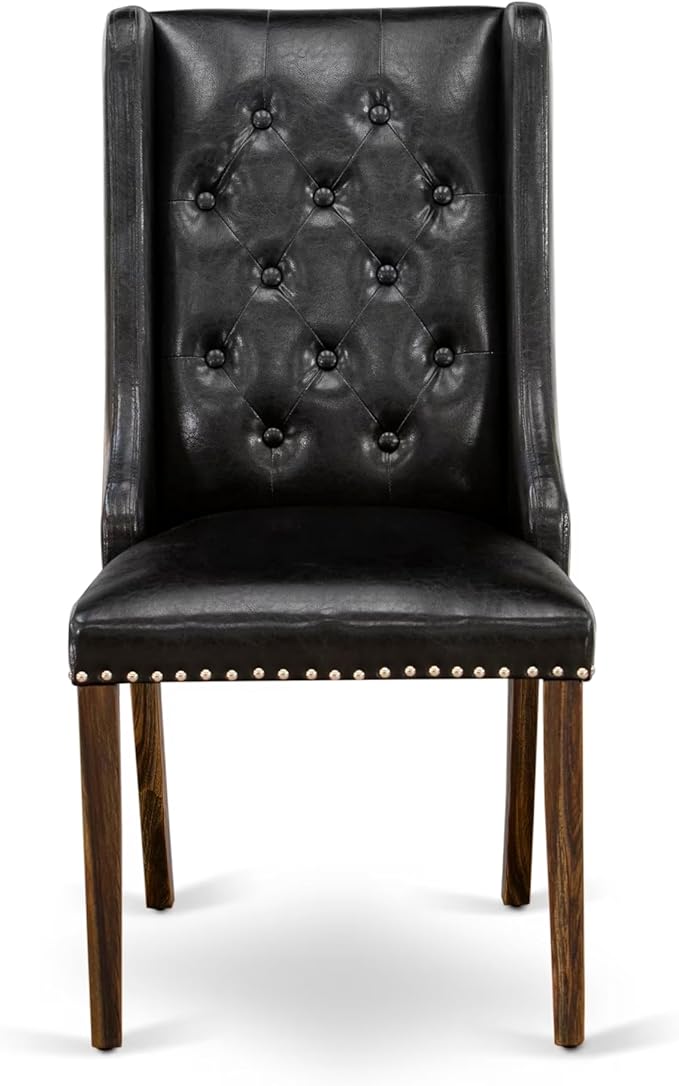East West Furniture V777FO749-5 5 Piece Kitchen Table Set for 4 Includes a Rectangle Dining Room Table with V-Legs and 4 Black Faux Leather Upholstered Chairs, 40x72 Inch, Multi-Color