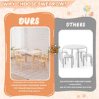 Swegrow Kids Table and 4 Chairs Set, Wooden Table and Chairs for Kids & Toddler，Kid Wooden Furniture for Playroom/Home/Kindergarten