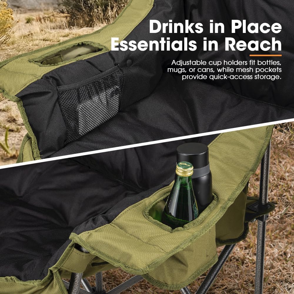 SAN HIMA Double Camping Chair for 2 Person, 650 LBS Heavy Duty Folding Lovese...