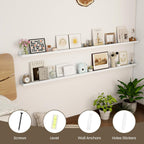 Axeman 72 Inch White Floating Shelves for Wall | Picture Ledge Shelf Set of 2 | Rustic Picture Shelf for Wall with Ledge | Floating Shelves with Lip | Photo Ledge Shelves for Books Album Records