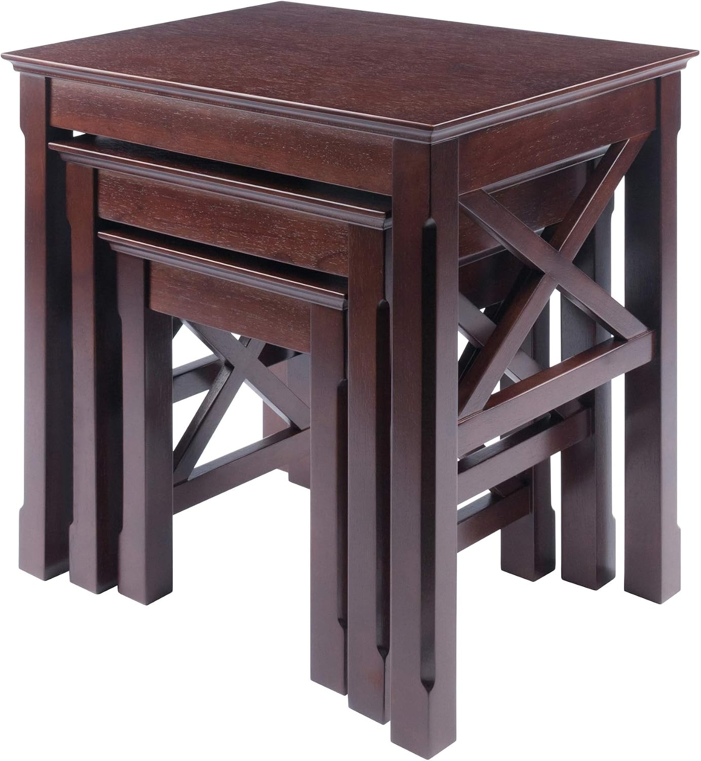 Winsome Xola Nesting Tables, Cappuccino | Small Square Coffee or End Table Set for Bedroom, Living Room, Den, Elegant Furniture for Any Home Decor