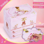 Girl's Gift Ballerina Musical Jewelry Box with 2 Drawers,Music Box with Spinning Ballerina,Kids Jewel Storage Box for Girls Ages 3-12 Kids Gift