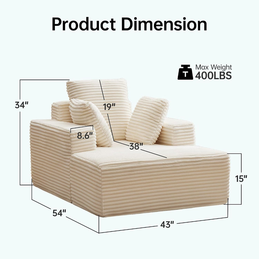 Chaise Lounge Chair, 54" Oversized Cloud Couch Sofa with Deep Seat, Plus...