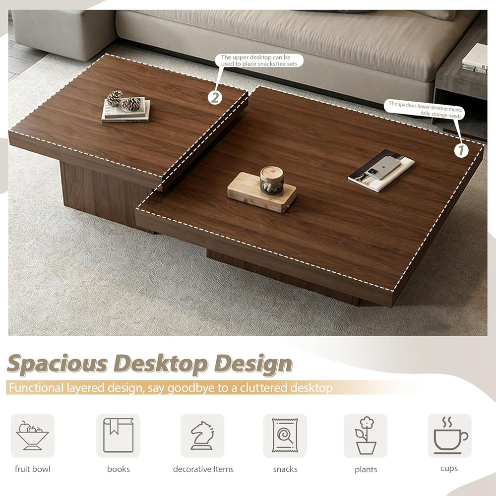 Nesting Coffee Table Set of 2, Modern Square Coffee Tables and Side Table Set...