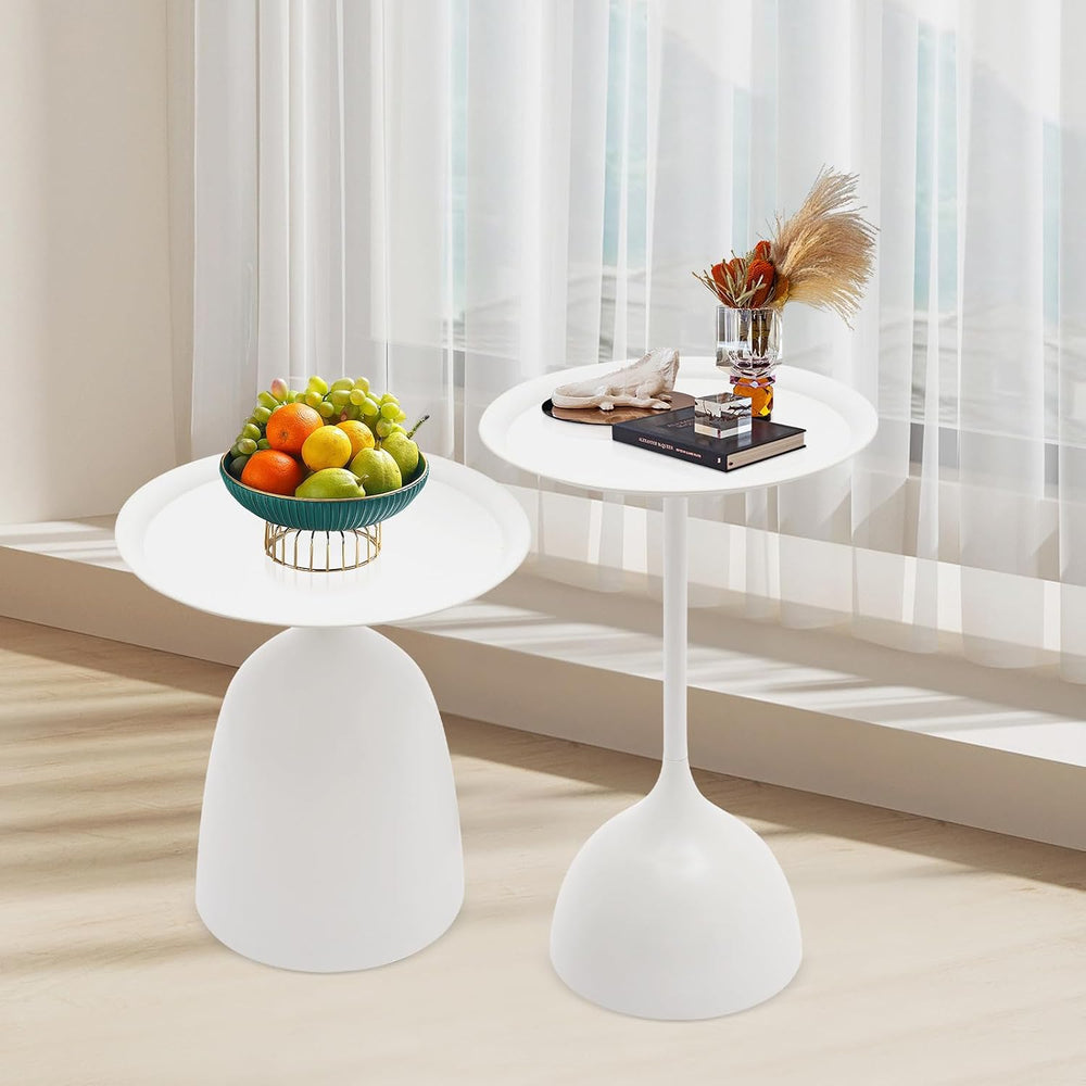 Round Side Table Set of 2, Metal Round End Tables, Modern Nesting Table Sets,...
