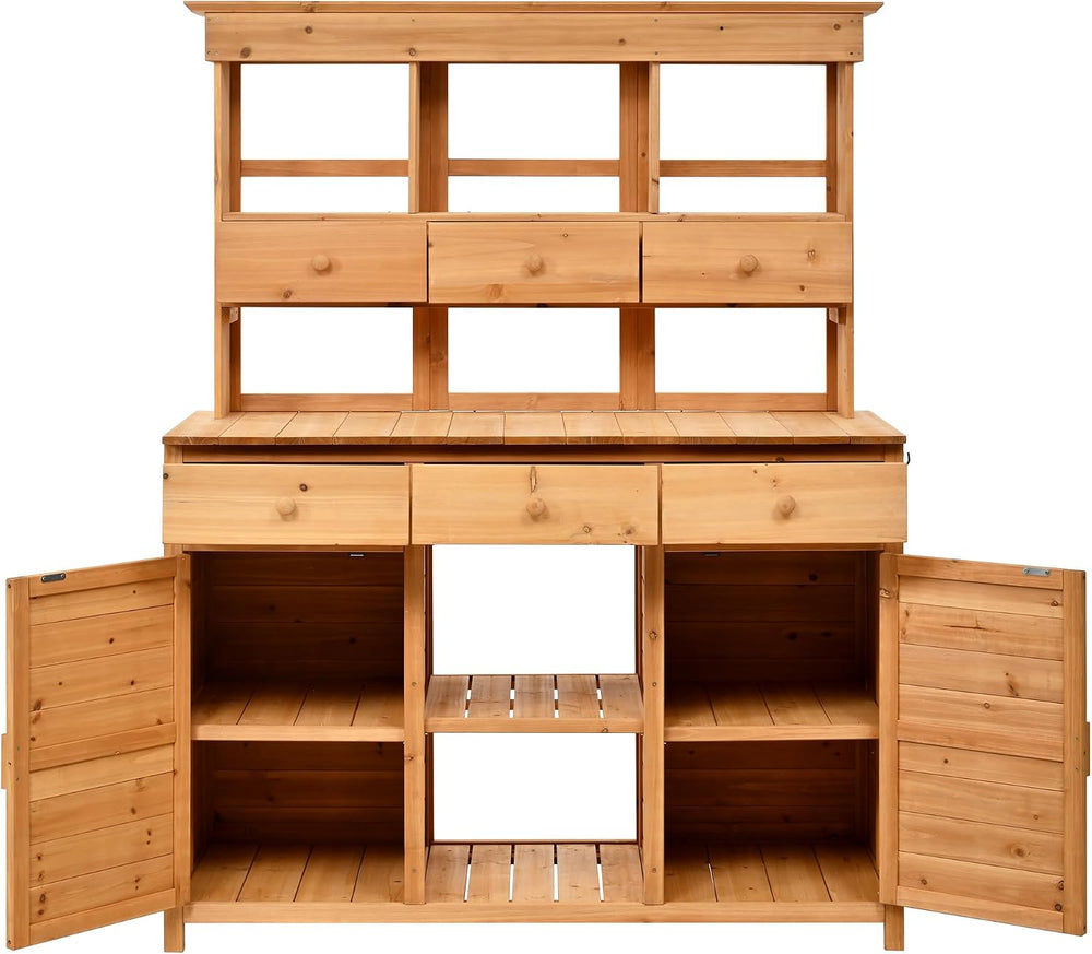 66" Durable Fir Wood Freestanding Storage Chest, Accent Cabinets with Mu...