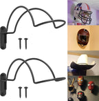 2-Pack Wall-Mounted Multi-Purpose Helmet Storage Display Rack - Durable Metal Hanger Hook for Equestrian, Motorcycle, Baseball, Hockey, Rugby & Electronic Helmets | Heavy-Duty Construction with Screws