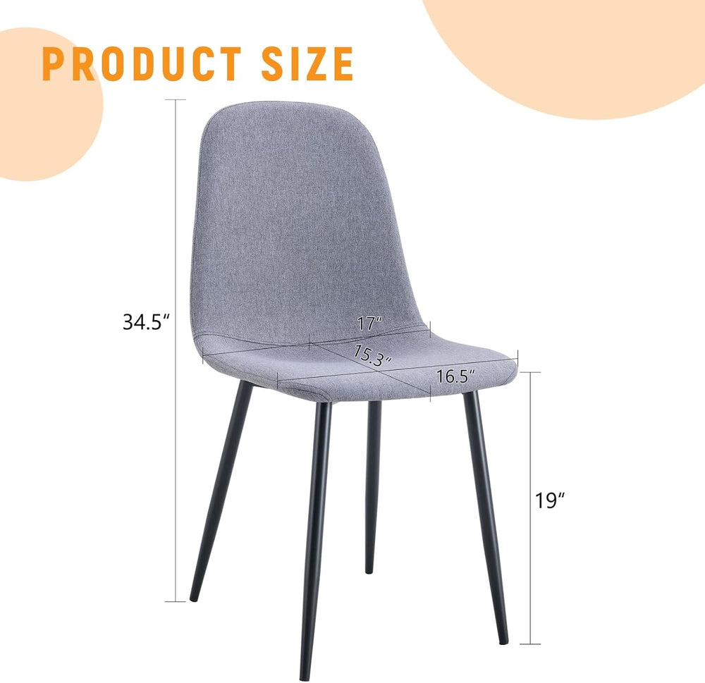 Modern Linen Dining Chairs Set of 4, Luxury Upholstered Kitchen Chairs with H...