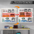 VINGLI Metal Wall Cabinet with Locking Glass Doors & Magnetic LED Sensor Light, Adjustable Shelf, Wall Mounted Storage Display Cabinets for Garage, Kitchen, Home Office, Warehouse, Living Room, White