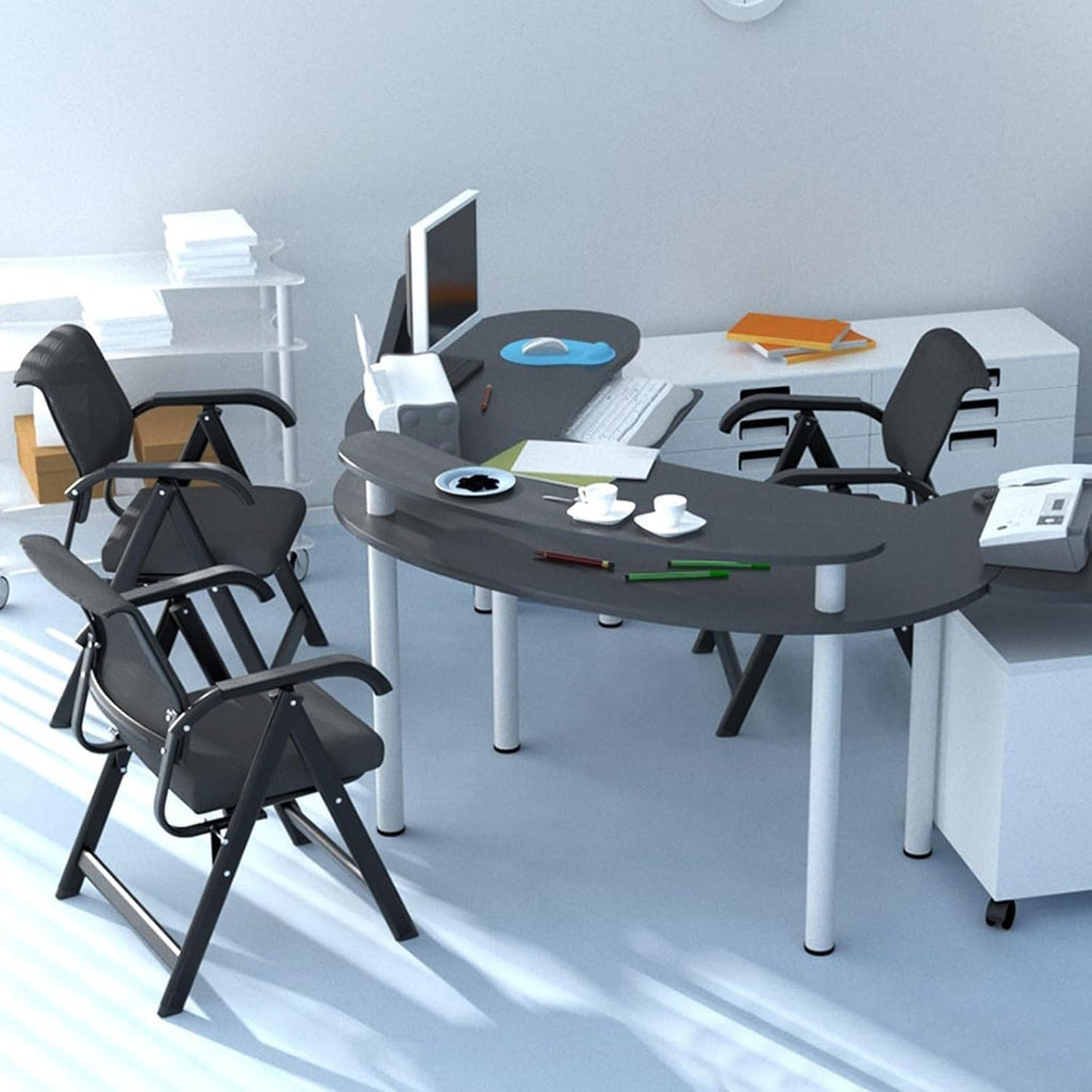 Folding Office Chair for Small Spaces, Ergonomic Folding with Padded Seats, Rocker, Steel Frame Premium Seat,(Black)